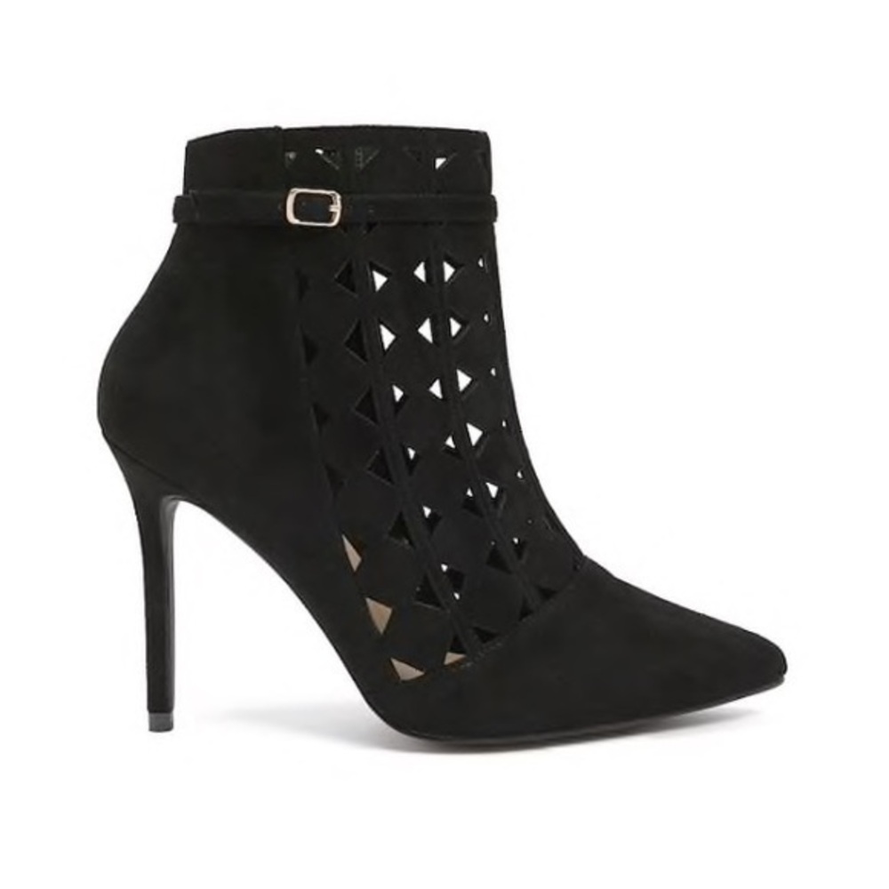 NWT Black Cutout Faux Suede Stiletto Boots Booties